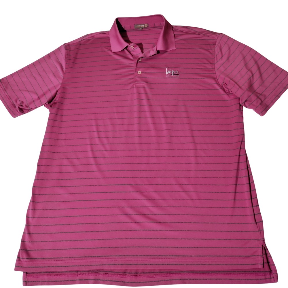 Peter Millar Mens Pink Striped We-Ko-Pa Golf Club Polo Shirt XL - Imperfect